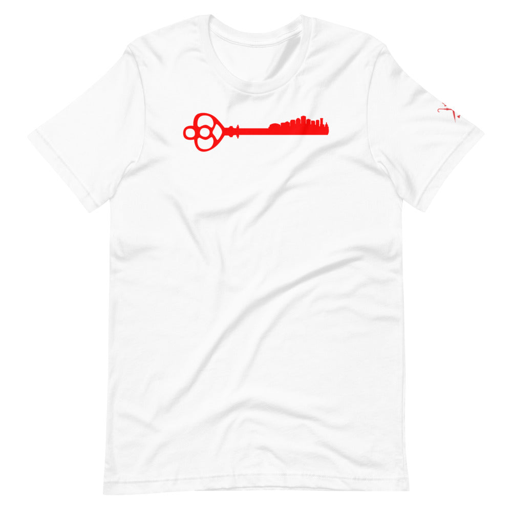 Key To the City - New Orleans Skyline - Pelican Red